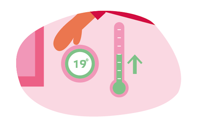 Stap 12: Zet je thermostaat op de gewenste temperatuur. Om je energieverbruik te beperken zonder comfort te verliezen, kies je best voor 19°.