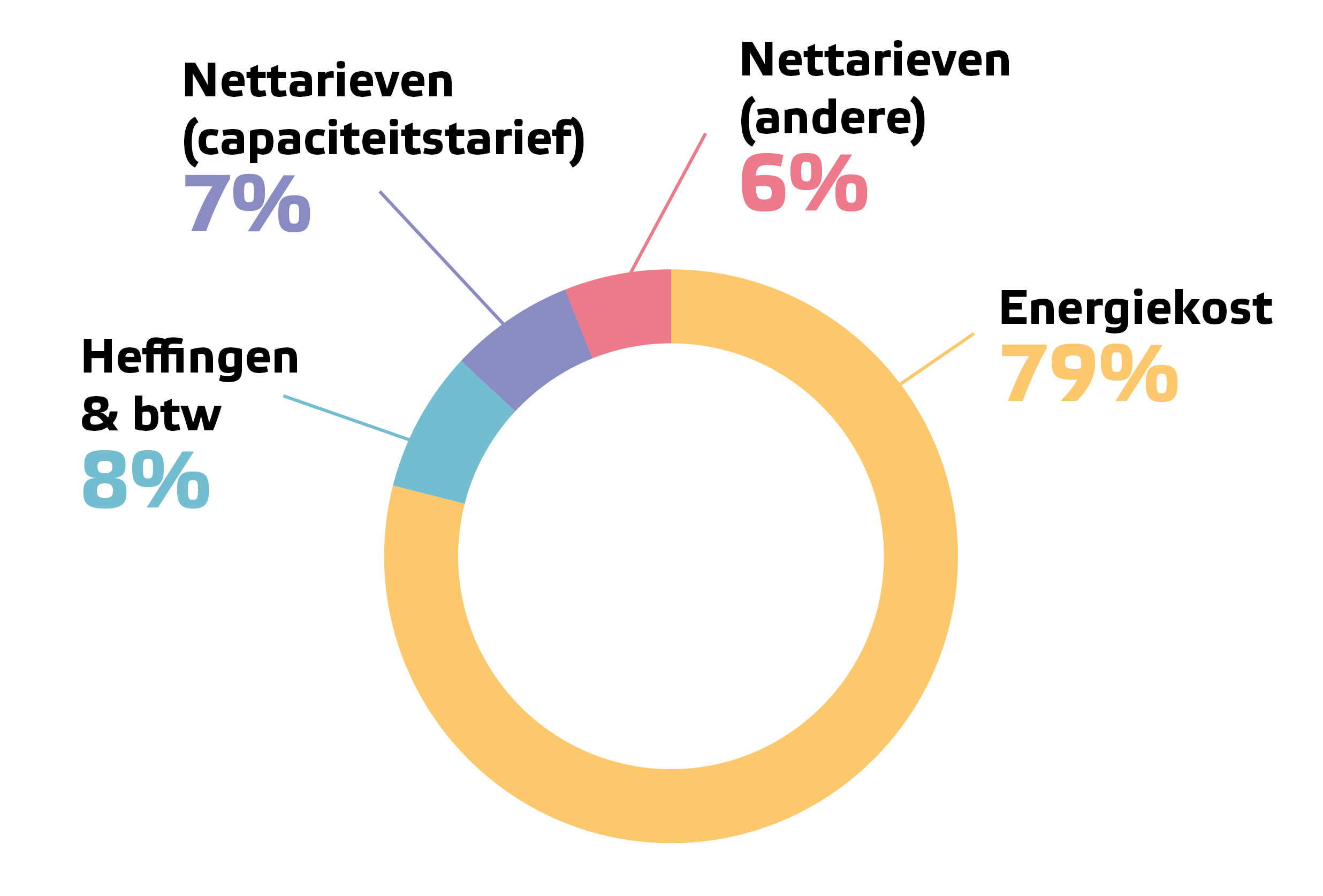 Verdeling elektriciteitsfactuur voor een gemiddeld gezin (2023)